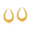 Classic 18K gold plated brass twisted rope hoop earrings with teardrop geometric design - Gold (KE0621-Spiral Teardrop)