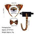 Set costume tigre con cerchietto orecchie in peluche farfallino naso e coda per bambini - Set da 4 pezzi Tigre (Cerchietto+Naso+Papillon+Coda 55cm)