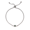 Minimalist silver stainless steel birthstone bracelet with a green zircon and slider clasp - Silver-January(Garnet)