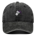 Gorra de béisbol vintage de algodón negro lavado con bordado de copa morada único - Talla única / Negro