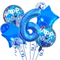 Blue number 6 balloon set with star foils and confetti balloons for birthday parties - Number 6 / Dark Blue