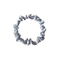 Elegant silver grey satin scrunchie with high elasticity and soft silk texture - Small / Silver Gray