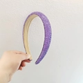 Sparkling purple padded headband covered in glittery rhinestones with beige fabric lining - Classic Purple