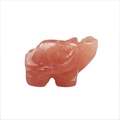 Statuetta a forma di elefante in quarzo rosa scolpita con finitura traslucida - Quarzo Rosa 1,5 Pollici