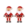 Cartoon Santa Claus Christmas earrings with red enamel and faux pearl accents - Santa Claus Stud Earrings