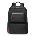 Minimalistischer schwarzer Damen Rucksack mit mehreren Taschen und Leder-Reißverschlusslaschen - Schwarz