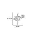 Orecchino a perno a croce in argento con zircone a cuore per trago e cartilagine - Croce di Chiodo (7#) / Argento