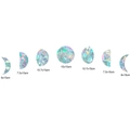 Detail of moon phase prism window clings showing various sizes and holographic rainbow effect - RPS010 Static Sticker: Moon Phases