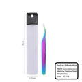 Rainbow titanium dolphin lash tweezers in stainless steel with protective PVC pouch - Rainbow Dolphin Tweezers (With Bag)