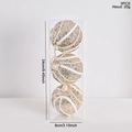 Set de 3 bolas de Navidad oro champán con lentejuelas y perlas en caja transparente - Bola de Espuma con Encaje y Lentejuelas - Estilo 2 / 3 Piezas/Caja