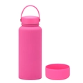 1L vacuum insulated water bottle in matte rose pink with protective silicone boot - 1 L / Fluorescent Rose Red