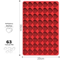 Red heart-shaped silicone mold with 63 cavities for dog treats and chocolate baking - Large Red Heart