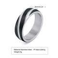 Detail view of 6mm silver and black stainless steel men's ring with polished finish - US Size 6 / Black/Silver