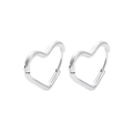 Orecchini a cerchio a forma di cuore in acciaio al titanio argento dal design minimale - Huggie Cuore / Color Acciaio