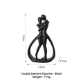 Scultura astratta coppia di ballerini nero opaco, altezza 13cm con base elegante - Statuetta Amante Intimo - Piccolo / Nero