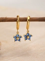 Elegant gold flower earrings featuring five-petal navy blue rhinestones for women - 18K Gold / September Royal Blue (Sapphire Color)