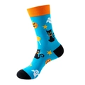 Blaue Halloween-Wadenstrümpfe aus Baumwolle mit Kürbis- und Katzenmotiven für die Saison - Einheitsgröße / Blaues Kürbis Thema (293)