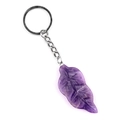 Portachiavi argento con ciondolo in agata viola a forma di foglia per gioielli fai da te - Ametista
