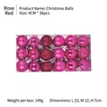 36pcs Rose Red 4cm Christmas balls set with matte, glossy and glitter finishes in clear box - 4cm Rose Red (36 Pieces)