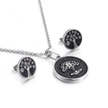 Silver tree of life jewelry set featuring coin pendant necklace and matching stud earrings - Tree Of Life Style (KS60418-K)