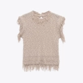 Women's chic oatmeal knit vest featuring decorative layered fringe accents and sleeveless cut - S / Apricot