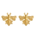 Exquisite 18k gold plated stainless steel bee stud earrings with detailed wing texture - 02 Gold Bee Stud Earrings