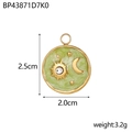 Detail showing vintage gold celestial sun and moon pendant with dimensions 2.5cm by 2.0cm - Green Round Celestial Sun Moon Star Pendant(BP43871D7K0)