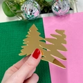 Topper per cupcake a forma di albero di Natale in acrilico a specchio dorato lucido - Albero di Natale Oro Set da 2