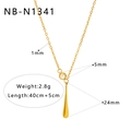 Collana in acciaio inossidabile placcato oro con ciondolo a goccia in zircone - Stile Zircone a Goccia d'Acqua (NB-N1341)