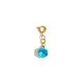 18K gold plated stainless steel heart spring clasp pendant with blue round faceted gem - Blue Gemstone Style (N2662-2)