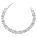 Detalle de pulsera hip-hop plateada con circonitas rectangulares y cierre de metal de lujo - VL347 Circona Rectangular Oro Blanco