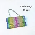 Mini rhinestone chain bag with rainbow gradient crystals and 105cm silver chain - Style 1 Multicolor