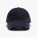 Navy blue cotton baseball cap with distressed brim detail in a vintage street style - Navy Blue