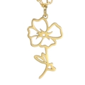 Minimalist 18K gold-plated stainless steel hollow floral pendant necklace for women - Gold Color Poppy