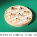 Bamboo ring display tray with white linen fabric and 7 slots measuring 15cm diameter - Fine Linen / Small / White