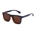 Vintage black and tortoiseshell square sunglasses with brown lenses and golden metal rivets - Dark Tea Gold Tea