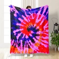 Morbida coperta in flanella con vivace motivo tie-dye a spirale in colori accesi - Stile Tie Dye a Spirale Colorato (71033-14)
