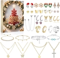 Christmas Advent Calendar jewelry set with festive earrings necklaces and bracelet in gift box - RC451G Jewelry Set Style