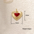 Detalle de colgante de corazón de esmalte rojo con medidas de 13mm y peso de 0,9g - Colgante de Corazón Pequeño