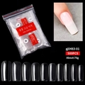 500pcs transparent full cover coffin nail tips set with sizes 0-9 in small organizer bags - Clear Flat Square Shape (gj0496-01)