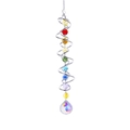 Detailed view of rainbow crystal beads and metal spiral tail for 3D wind spinner decor - Silver Spiral - Rainbow Crystal Ball