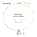 Collier en acier inoxydable plaqué or 18K avec nacre et zircons au design soleil et lune - Pendentif Soleil Lune Coquille (JDN20620)