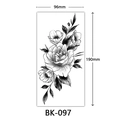 Sketch style black and white rose temporary tattoo sticker BK-097, size 190x96mm - BK-097 / 96*190mm
