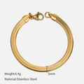 5mm gold stainless steel flat snake chain bracelet for women with polished finish - 5mm-16.5cm / Gold