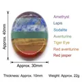 Oval seven chakra healing stone with natural amethyst and lapis lazuli crystal layers - 30X40mm Flat Oval Stone