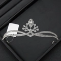 Exquisite silver bridal tiara featuring teardrop crystals in a grey display box - 15# Heart Swan Rhinestone Pearl Style (Silver)