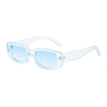 Retro rectangle sunglasses with transparent blue frame and matching tinted lenses - Blue Frame / Blue Lens