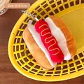 Llavero de peluche de hot dog lindo con pan marrón y salchicha roja, accesorio 8x8,5cm - 3# Llavero de Hot Dog de Peluche