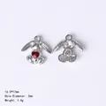 Silver rabbit pendant with red heart gemstone and size specifications 16.5x17mm - 84445 Red