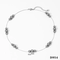 Elegante collar de acero inoxidable con perlas grises de 6mm y 8mm y cadena de plata fina - Collar de perlas grises plateadas (D954)
